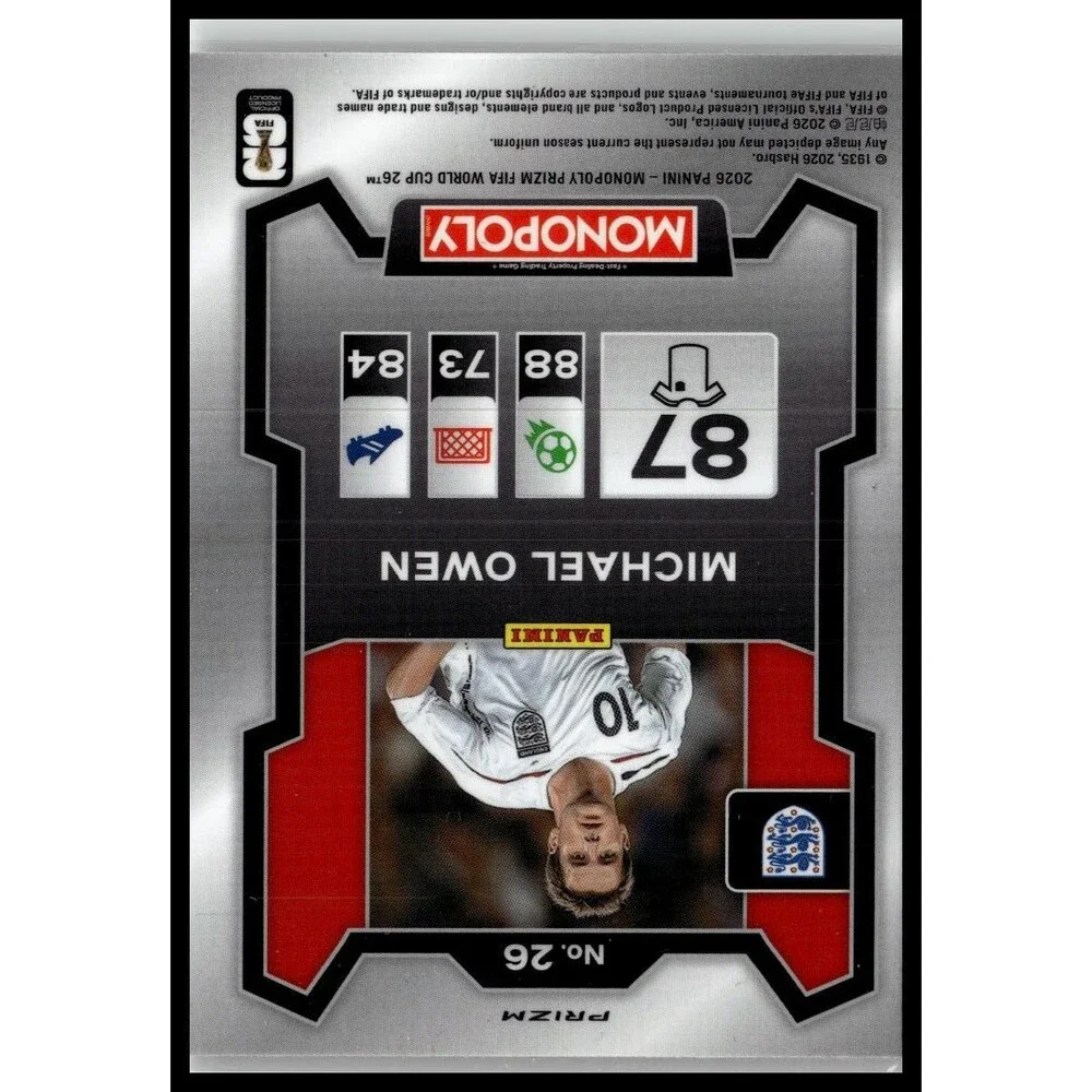 2026 Panini Prizm Monopoly FIFA Cup Michael Owen #26 England Silver Prizms
